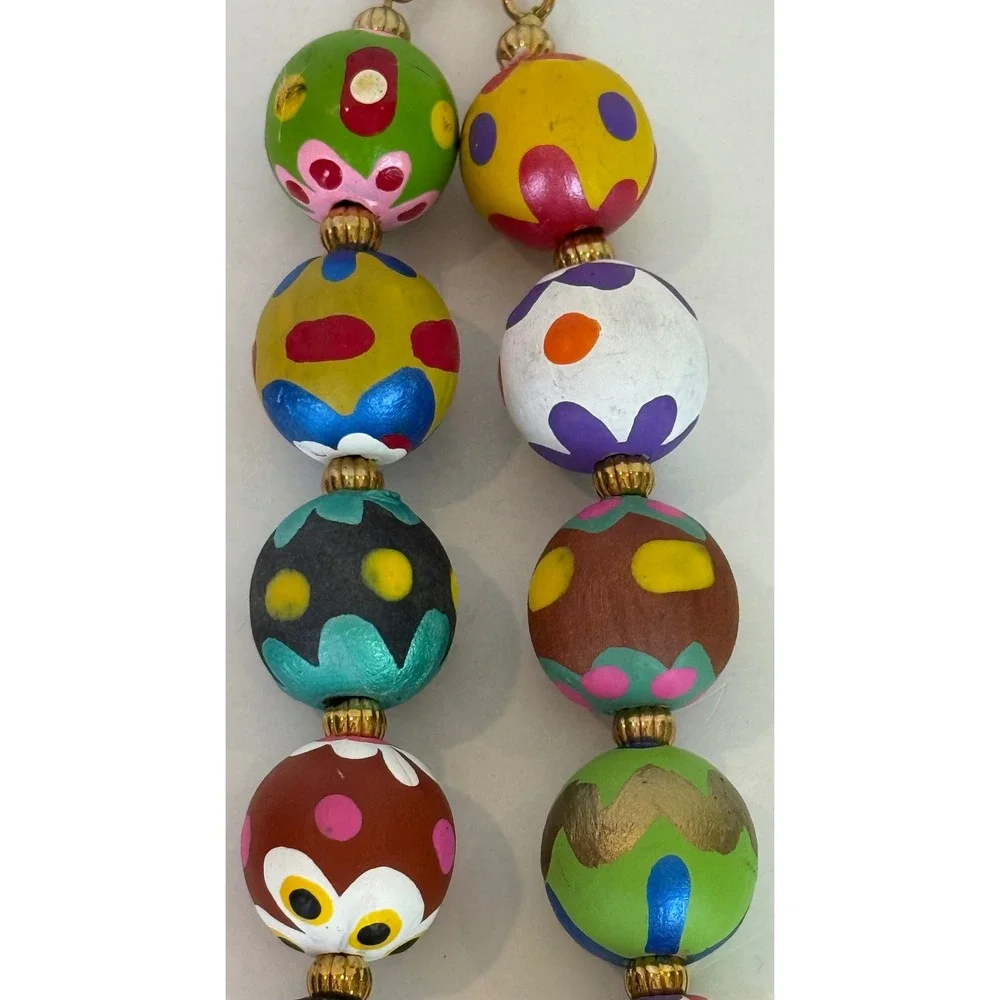 Hand-Painted Decorative Wooden Bead Necklace 21